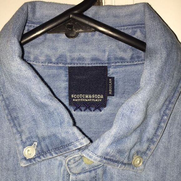 Indigo Blue Lamplight Denim Chambray XXX Amsterdam Scotch & Soda Button Up Shirt - Picture 2 of 7